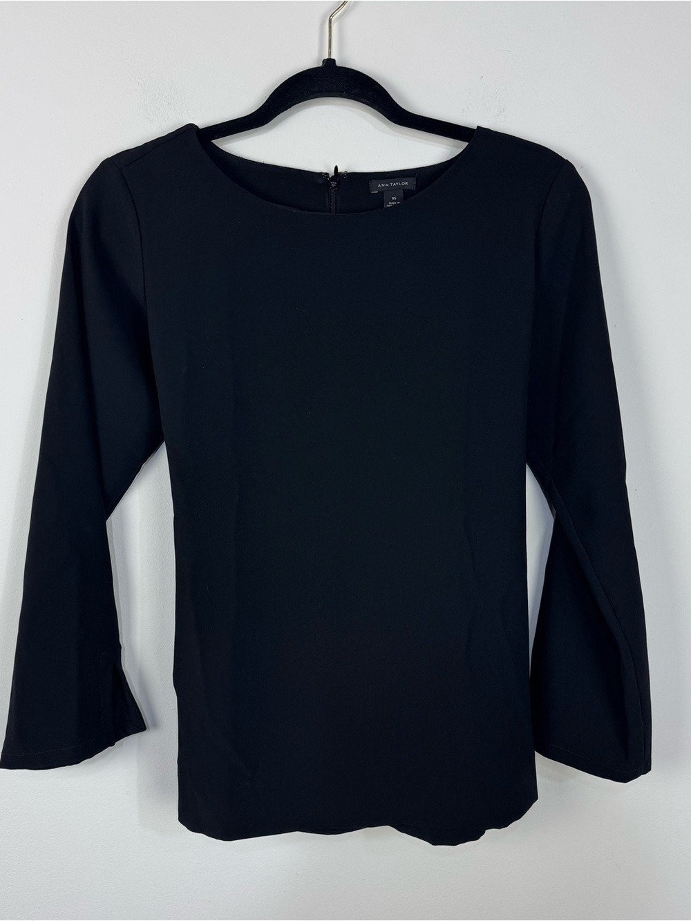 Ann Taylor Black Tie Back Blouse Professional Dressy Top Office